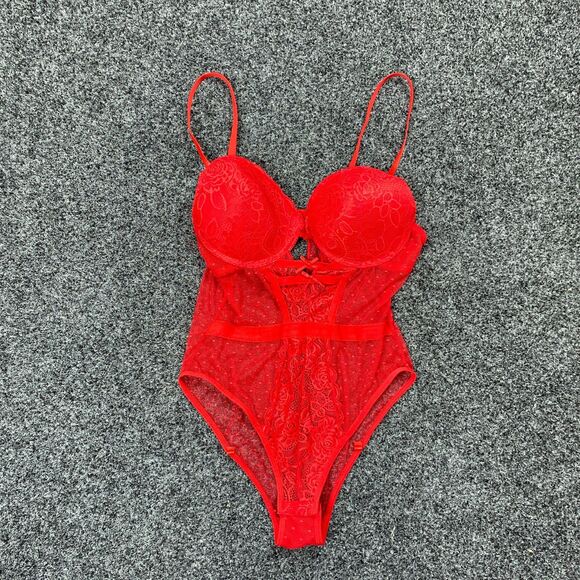 Unbranded Other - Sexy Lingerie Lace Mesh Teddy Bustier Bodysuit Fandango Red Piece Size Large